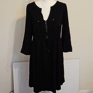 TORRID Mini Challis Zip-Front Shirt Dress - Black -